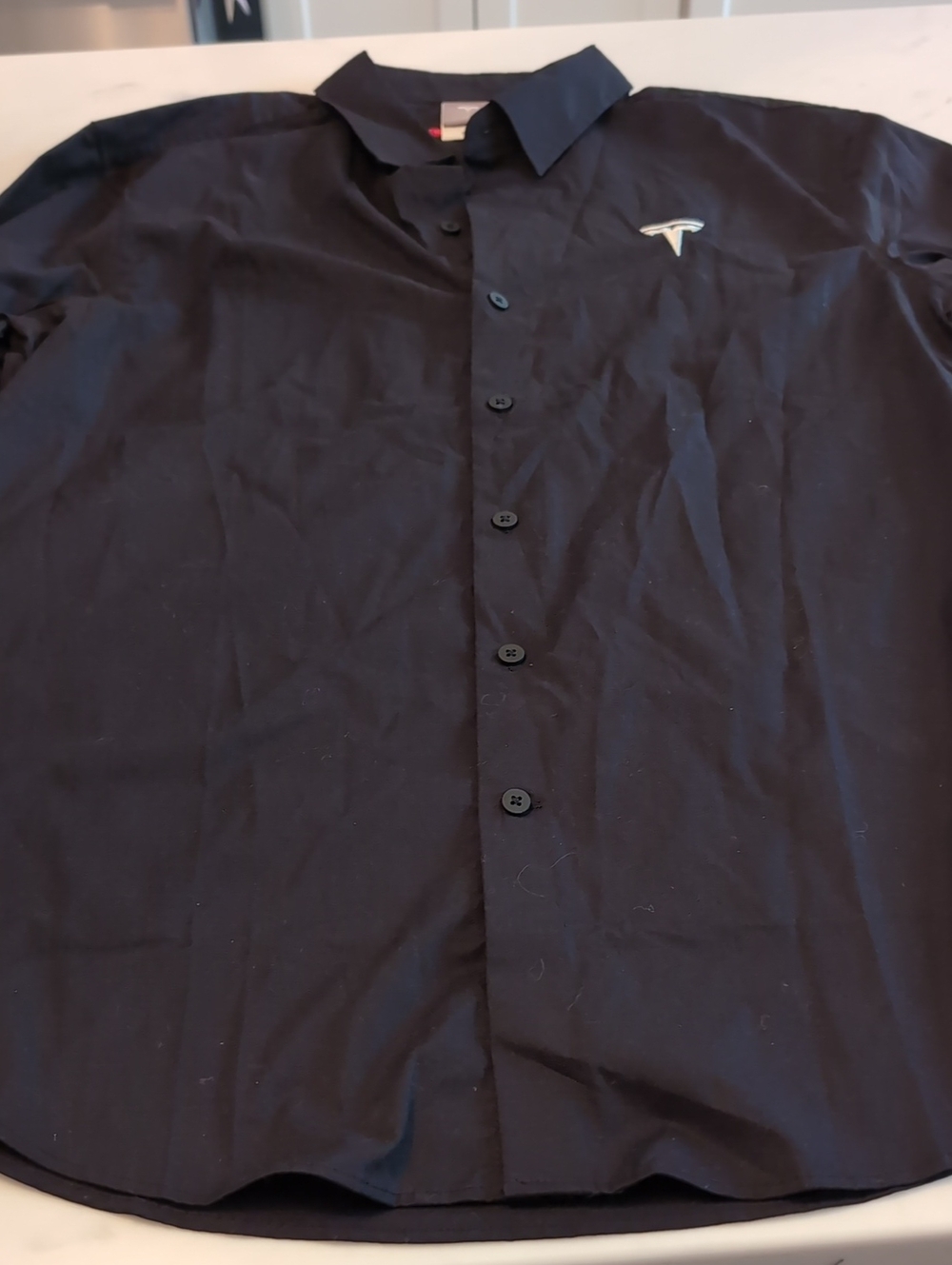 Men's Tesla Black Long-Sleeve Large Button-down Shirt